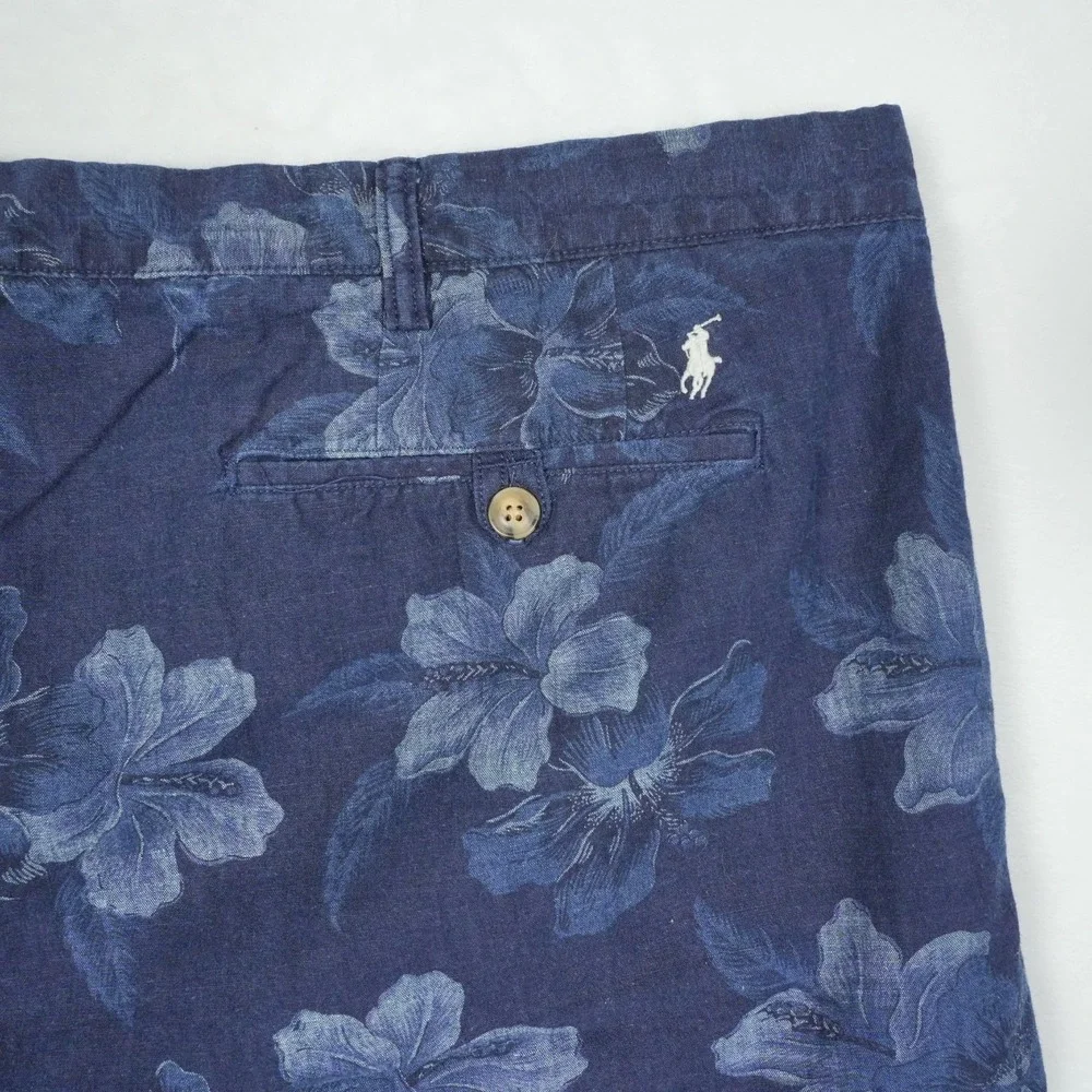 Polo Ralph Lauren Shorts Men's 48 Navy Blue‎ Floral Classic Fit Chinos Vacation